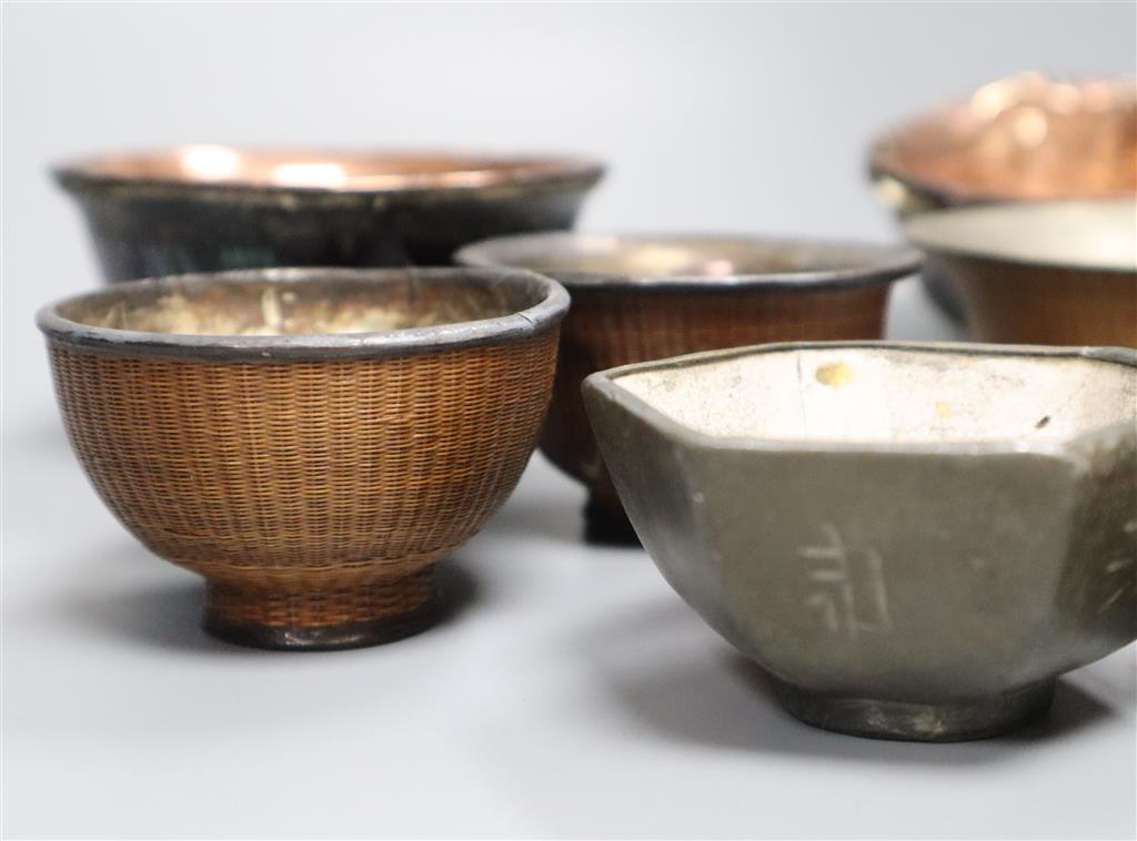 A group of Chinese lacquer and bamboo bowls, 18th/19th century